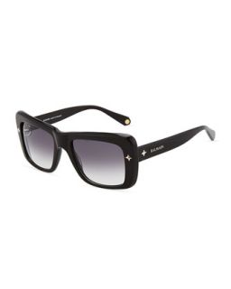 Stud Detailed Acetate Square Sunglasses, Black