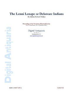 Lenni Lenape or Delaware Indians T. G. Cutler, Edwin Robert Walker Books