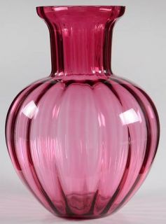 Pilgrim Glass Cranberry 8 Inch Flower Vase   Cranberry Bowl,Clear Stem,Optic