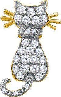 0.33 Carat (ctw) Diamond Cat Pendant set in 10k Yellow Gold PR01 2866 Jewelry