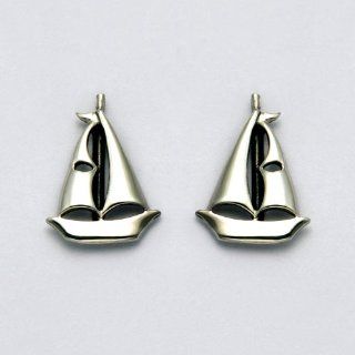 Sterling Silver Sailboat Stud Earrings Jewelry