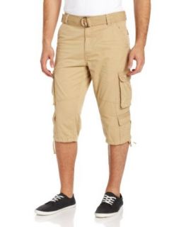 Southpole Men's Fine Twill Capri Cargo Short With Washing And 17.5 Inch Length, Dark Khaki, 42 at  Mens Clothing store
