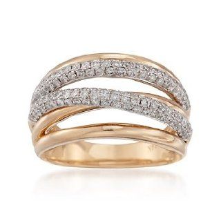 1.00 ct. t.w. Pave Diamond Highway Ring in 14kt Yellow Gold. Size 7 Jewelry