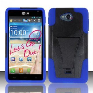 For LG Spirit 4G MS870 (MetroPCS)   PC+SC HYBRID Cover w/ Kickstand   Blue HYB Cell Phones & Accessories