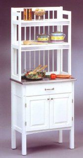 Home Styles Baker's Rack with Stainless Steel Top and Trim, WHITE   Home Decor Products