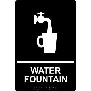 ADA Water Fountain With Symbol Braille Sign RRE 895 WHTonBLK  Business And Store Signs 
