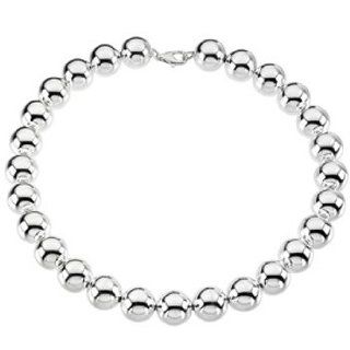 Sterling Silver 16 MM Bead Necklace Katarina Jewelry