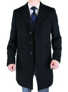 Luciano Natazzi Men's Black Overcoat Cashmere Wool Fitted Topcoat at  Mens Clothing store