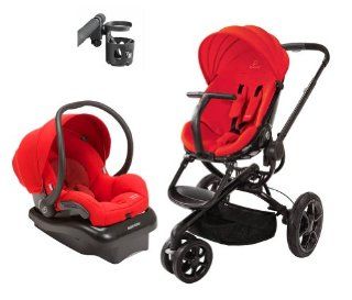 Quinny Travel System Moodd Stroller & Maxi Cosi Mico AP Car Seat, RED, with Cup Holder and HABA Mobile  Infant Car Seat Stroller Travel Systems  Baby