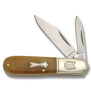 Rough Rider Knives 878 Barlow Knife with Smooth Amber Bone Handles  Folding Camping Knives  Sports & Outdoors