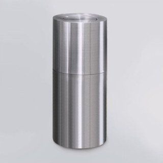 Aluminum Designer Flip Top Waste Receptacle [Set of 2] Color Satin Aluminum, Liner Rigid Plastic  Office Waste Bins 