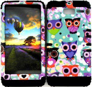 Bumper Case for Motorola Droid Razr M (XT907, 4G LTE, Verizon) Protector Case Tiny Owl Owls Snap on + Black Silicone Hybrid Cover Cell Phones & Accessories