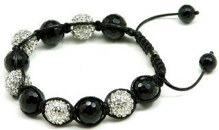 Shamballa Inspired Style 12 mm Crystal Ball And Black Onyx Bracelet 909 Jewelry