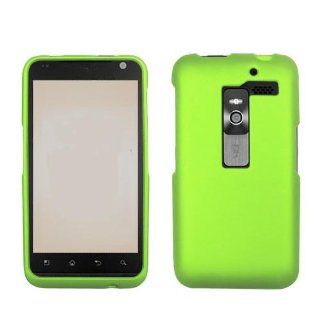 Hard Plastic Snap on Cover Fits LG MS910 Esteem Solid Neon Green (Rubberized) MetroPCS Cell Phones & Accessories