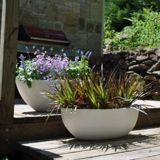White Oval Fiberglass Planter  Patio, Lawn & Garden