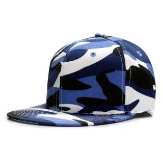 City Hunter Cf911a Camo Solid Fitted Baseball Cap   Royal Blue (Large Size) 