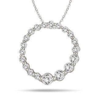 1CTW Diamond Journey Pendant In 14K White Gold Jewelry