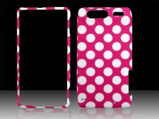 Verizon Motorola Droid Razr XT912 White Dots on Pink Rubberized Hard Cover Case Snap on Cell Phones & Accessories