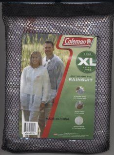 Coleman 891 1205 Lightweight PVC Rainsuit Raincoat   Clear White   Extra Large XL Sports & Outdoors