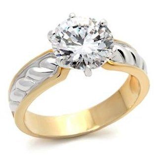 2.75 Carat Two Tone Clear Round Cut Cz Wedding, Promise Ring, Size 5,6,7,8,9,10,11 (5) Jewelry