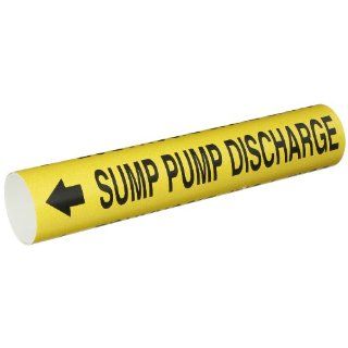 Brady 4137 C Bradysnap On Pipe Marker, B 915, Black On Yellow Coiled Printed Plastic Sheet, Legend "Sump Pump Discharge" Industrial Pipe Markers