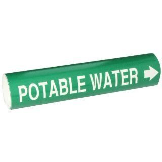 Brady 4111 D Bradysnap On Pipe Marker, B 915, White On Green Coiled Printed Plastic Sheet, Legend "Potable Water" Industrial Pipe Markers
