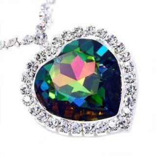 Fancy LARGE Vitrail Medium Austrian Crystal Heart of the Ocean Pendant Necklace Elegant Trendy Fashion Jewelry Jewelry