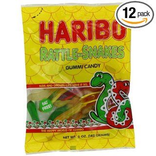 Haribo Gummi Candy, Rattle Snakes, 5  Ounce Bags (Pack of 12)  Reptile Candy  Grocery & Gourmet Food