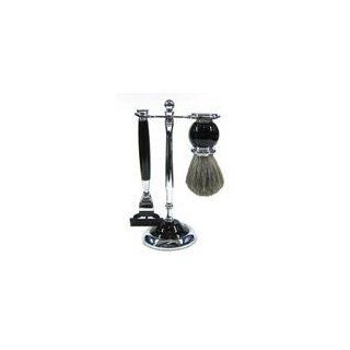eBARBERSHOP Shave Set In Black With MACH 3   Type Razor & Brush Set On Stand (BB23M3BL) Health & Personal Care