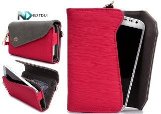 Smartphone Wristlet for Nokia Lumia 521 RM 917 (T Mobile) [Battleship Grey/Deep Pink] Link by KroO + Complimentary NextDia ™ Velcro Cable Wrap Cell Phones & Accessories