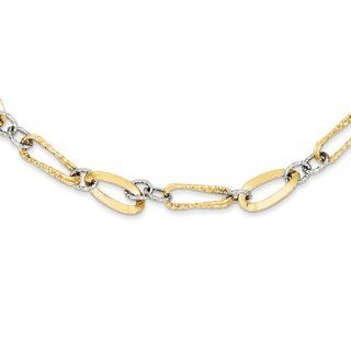 14k Two Tone Polished Fancy Link Chain Length 18" Chain Necklaces Jewelry