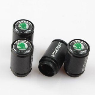 Stunning Quality Black Extra Long Metal Skoda Tyre Valve Dust Caps with gift box Automotive