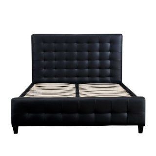 Diamond Sofa Zen Collection Eastern King Size Bonded Leather Tufted Bed   Black Home & Kitchen