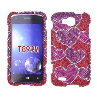 SAMSUNG SGH T899 PINK HEART BURST DIAMOND BLING CASE SNAP ON PROTECTOR Cell Phones & Accessories