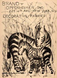 1950 Original Lithograph Zebra Hazel Slaughter Brand Oppenheimer Fabric Textiles   Original Lithograph   Lithographic Prints