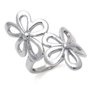 925 Sterling Silver Double FLOWER Ring Jewelry