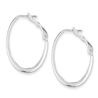 925 Sterling Silver 1.2mm x 21mm Polished Omega Back Hoop Earrings Jewelry