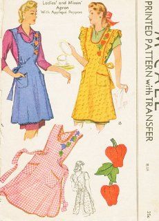 McCall's 1104 Ladies' / Misses' Cobbler Apron with Applique Peppers Sewing Pattern Vintage 