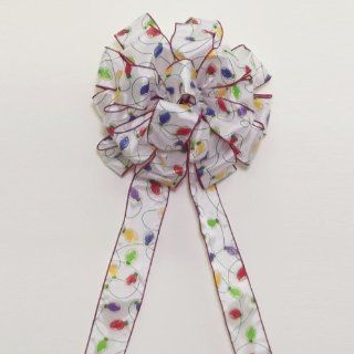 Berwick Christmas Tree Top Bow, Holiday Lights, 12" Diameter with 36" Ribbon Tails, 2 1/4" Wired Edge Ribbon, 21 Loop Bow 