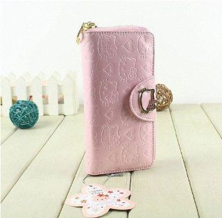 U beauty Pink Cartoon Cat Face Pattern Hollow Out Zipper Long Wallet Purse for Women  Diaper Tote Bags  Baby
