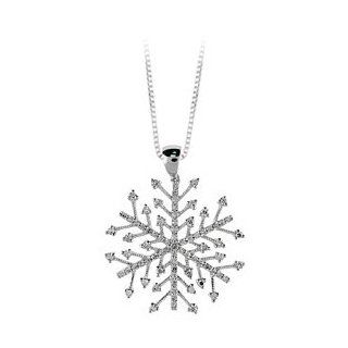 14K White Gold 1/3 ct. Diamond ''Snow Flake'' Pendant with Chain Katarina Jewelry