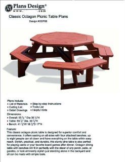 Octagon Style Picnic Table With Bench Woodworking Outdoor Furniture Plans Pattern #ODF08   Outdoor Furniture Woodworking Project Plans  