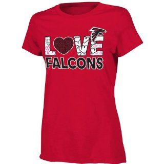Atlanta Falcons Youth Girls Feel The Love T Shirt   Red  Sports Fan Apparel  Sports & Outdoors