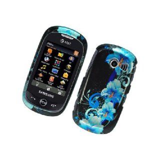Samsung Flight II 2 A927 SGH A927 Black Blue Flowers Glossy Cover Case Cell Phones & Accessories