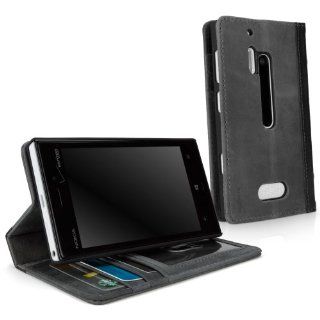 BoxWave Classic Book Nokia Lumia 928 Case   Slate Grey   Vintage Book Cover Case, Genuine Leather Wallet Case Design with Card Slots and Viewing Stand for Nokia Lumia 928 Cell Phones & Accessories