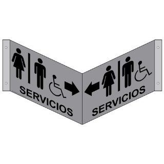 ADA Restrooms Black on Gray Spanish Sign RRS 7025Tri BLKonGray  Yard Signs 
