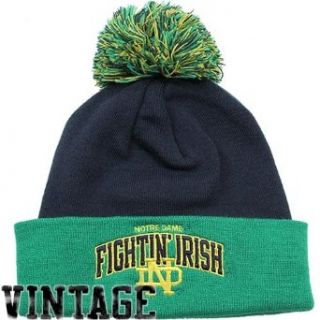 Notre Dame Fighting Irish Mitchell & Ness "Arched Logo" Vintage Cuffed Premium Knit Hat w/ Pom Clothing