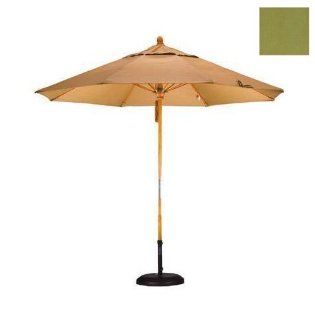 California Umbrella WOFA908 F55 9 ft. Fiberglass Market Umbrella Pulley Open Marenti Wood Olefin Kiwi  Chandeliers  Patio, Lawn & Garden
