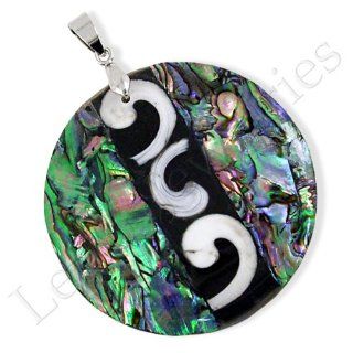 Shell Pendant Hand Crafted using Conch and Paua (Abalone) Shell   FREE "20" Satin Cord Lobster Lock Necklace Pendant Enhancers Jewelry