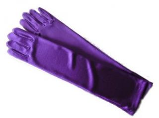 Adult 15" Below the Elbow Length Lycra Satin Gloves Purple Clothing
